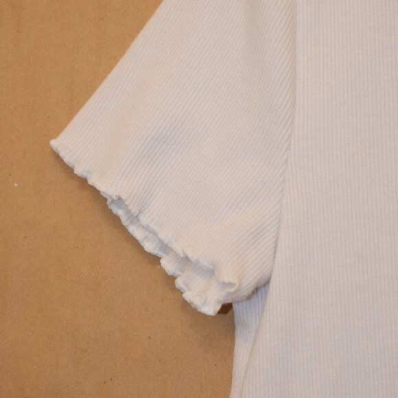 Wonder Nation White Button-Front Ribbed Tee | Size L (10–12) - Picture 4 of 5